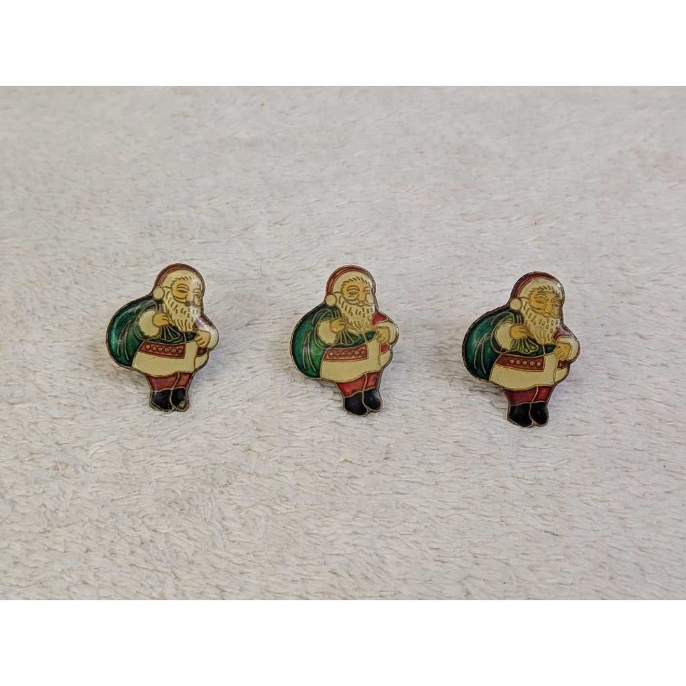 Lot of 3 Vintage Santa Claus Enamel Lapel Pins Christmas Holiday‎ Accessories